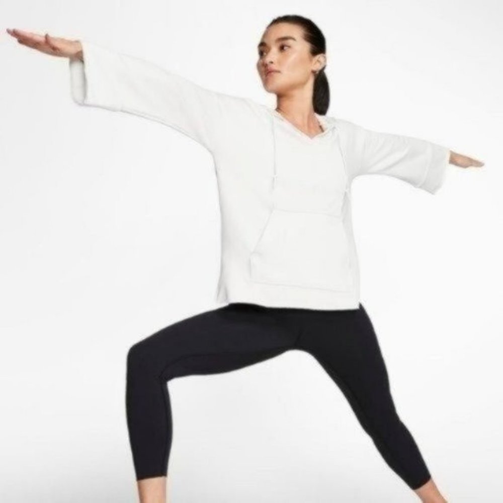Nike Yoga Luxe Cropped Top Hoodie Women White New